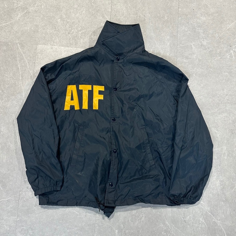 Vintage MVP Sport Inc ATF Coach Jacket Navy Blue Yellow Large Made in USA